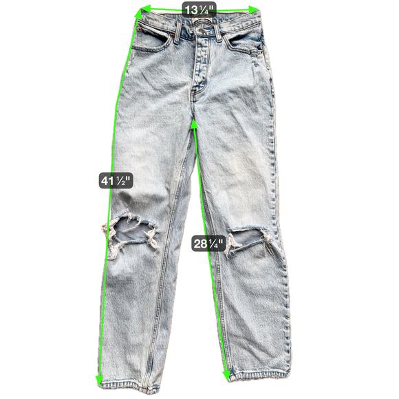 Abercrombie Womens High Rise Dad Jeans 2 Light Wash Y2K Retro 90s Distressed - Picture 6 of 6